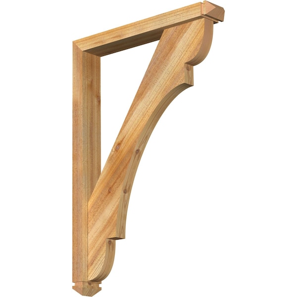 Ekena Millwork Olympic Arts and Crafts Rough Sawn Bracket w/ Offset Brace, Western Red Cedar, 4"W x 26"D x 38"H BKT0402X26X38OLY03RWR - main